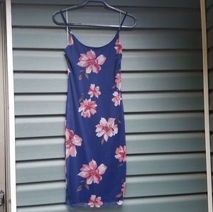 Blue floral bodycon dress